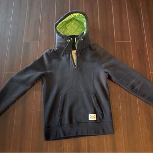 Hollister Navy Hoodie with Lime Green Lining - Men’s XL - LIKE NEW!